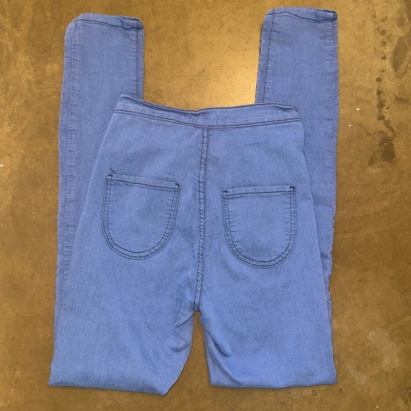 Super High Waisted Blue Skinny Jeans (Stretchy) - Picture 5 of 7